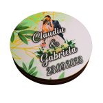 Cutie de verighete, Personalizata, Rotunda, Verde, Lemn natur, CTV018 - imagine 4