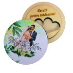 Cutie de verighete, Rotunda, Verde, Lemn natur, CTV019 - imagine 3