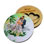 Cutie de verighete, Rotunda, Verde, Lemn natur, CTV019