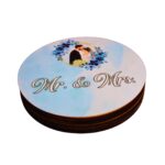 Cutie de verighete, Personalizata, Rotunda, Albastra, Lemn natur, CTV021 - imagine 2