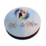 Cutie de verighete, Rotunda, Albastra, Lemn natur, CTV020 - imagine 2