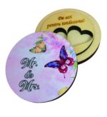 Cutie de verighete, Rotunda, Mov, Lemn natur, CTV022 - imagine 5