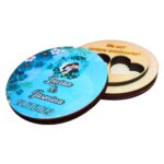 Cutie de verighete, Personalizata, Rotunda, Albastra, Lemn natur, CTV025 - imagine 5