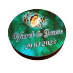 Cutie de verighete, Personalizata, Rotunda, Verde, Lemn natur, CTV026 - imagine 2