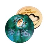 Cutie de verighete, Rotunda, Verde, Lemn natur, CTV027