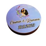 Cutie de verighete, Personalizata, Rotunda, Mov, Lemn natur, CTV029 - imagine 2