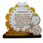 Decoratiune Cadou, Nasi Botez, Lemn, Alb, 17x15cm, DCNS016