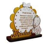 Decoratiune Cadou, Nasi Botez, Lemn, Alb, 17x15cm, DCNS016 - imagine 2