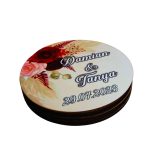 Cutie de verighete, Personalizata, Rotunda, Crem, Lemn natur, CTV030 - imagine 2