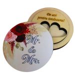 Cutie de verighete, Rotunda, Crem, Lemn natur, CTV031 - imagine 3