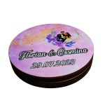 Cutie de verighete, Personalizata, Rotunda, Mov, Lemn natur, CTV033 - imagine 2