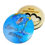 Cutie de verighete, Personalizata, Rotunda, Albastru, Lemn natur, CTV034 - imagine 3