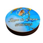 Cutie de verighete, Personalizata, Rotunda, Albastru, Lemn natur, CTV034 - imagine 2