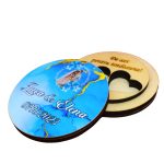 Cutie de verighete, Personalizata, Rotunda, Albastru, Lemn natur, CTV034 - imagine 5