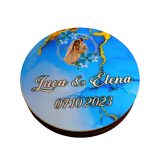 Cutie de verighete, Personalizata, Rotunda, Albastru, Lemn natur, CTV034 - imagine 4