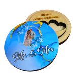 Cutie de verighete, Rotunda, Albastru, Lemn natur, CTV035 - imagine 5