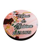 Cutie de verighete, Personalizata, Rotunda, Rosu, Lemn natur, CTV037 - imagine 4