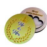 Cutie de verighete, Personalizata, Rotunda, Auriu, Lemn natur, CTV038