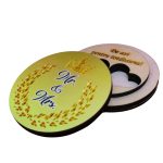 Cutie de verighete, Personalizata, Rotunda, Auriu, Lemn natur, CTV038 - imagine 5