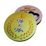 Cutie de verighete, Personalizata, Rotunda, Auriu, Lemn natur, CTV038 - imagine 3