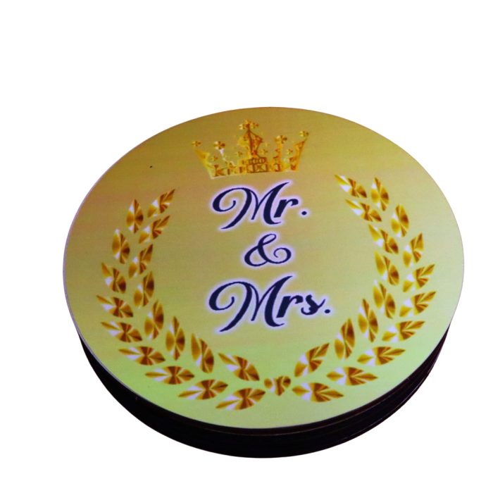 Cutie de verighete, Personalizata, Rotunda, Auriu, Lemn natur, CTV038 - imagine 4