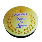 Cutie de verighete, Rotunda, Auriu, Lemn natur, CTV039 - imagine 4