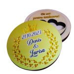 Cutie de verighete, Rotunda, Auriu, Lemn natur, CTV039 - imagine 3