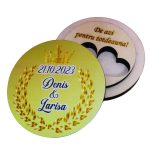 Cutie de verighete, Rotunda, Auriu, Lemn natur, CTV039 - imagine 5