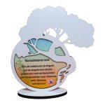Suport Licheni, Copac, Bonsai, Binecuvantarea Casei, Lemn, Alb, 22x23cm, DBC003