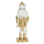 Decoratiune de Craciun, Lemn, Soldat, Alb, Auriu, 20cm, DCJ039 - imagine 3