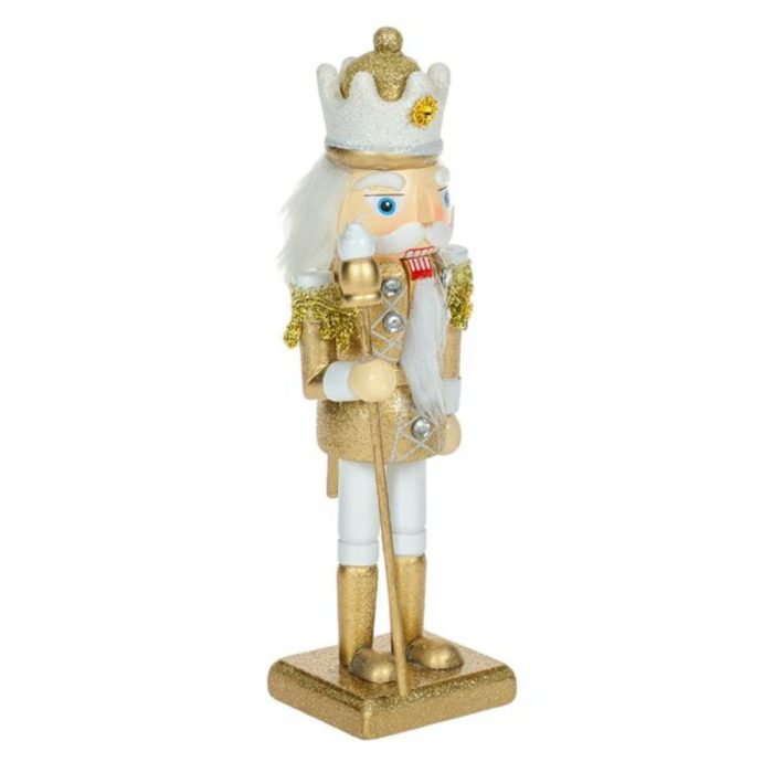 Decoratiune de Craciun, Lemn, Soldat, Alb, Auriu, 20cm, DCJ039 - imagine 2