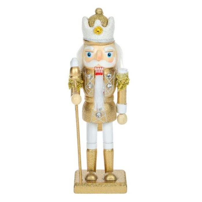 Decoratiune de Craciun, Lemn, Soldat, Alb, Auriu, 20cm, DCJ039 - imagine 1