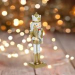 Decoratiune de Craciun, Lemn, Soldat, Auriu, Glitter, 25cm, DCJ042 - imagine 4