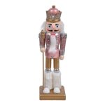 Decoratiune de Craciun, Lemn, Soldat, Roz, Blana, 25cm, DCJ043 - imagine 2