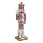 Decoratiune de Craciun, Lemn, Soldat, Roz, Blana, 25cm, DCJ043