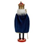 Decoratiune de Craciun, Lemn, Rege, cu Haina Catifelata, Rosie & Capa, Bleu 38cm, DCJ046 - imagine 3