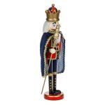 Decoratiune de Craciun, Lemn, Rege, cu Haina Catifelata, Rosie & Capa, Bleu 38cm, DCJ046 - imagine 2