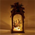 Decoratiune de Craciun, Lemn, Felinar, Decorativ, Mos Craciun cu 15 LED-uri 20x20x43 cm, DCJ054 - imagine 4