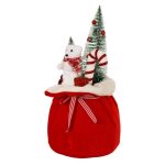 Decoratiune de Craciun, Saculet, cu Ursulet & Brazi 20x40cm, DCJ059 - imagine 2