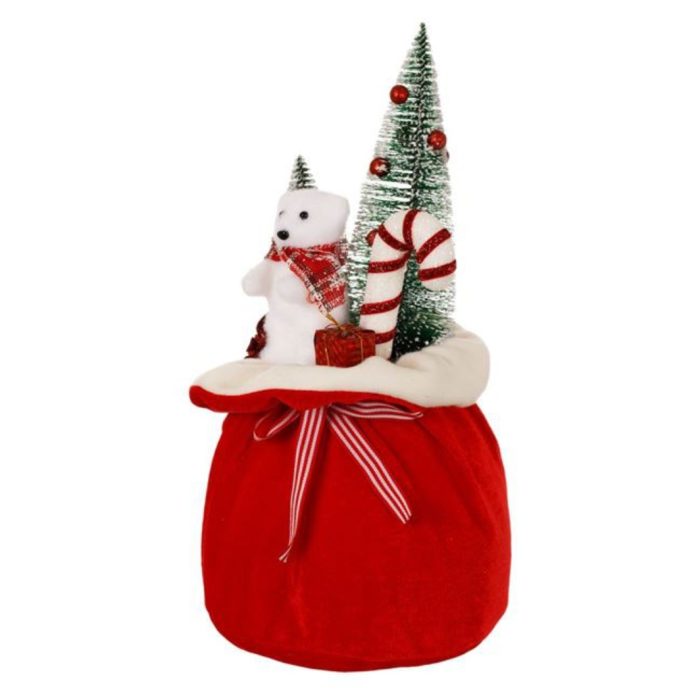 Decoratiune de Craciun, Saculet, cu Ursulet & Brazi 20x40cm, DCJ059 - imagine 2