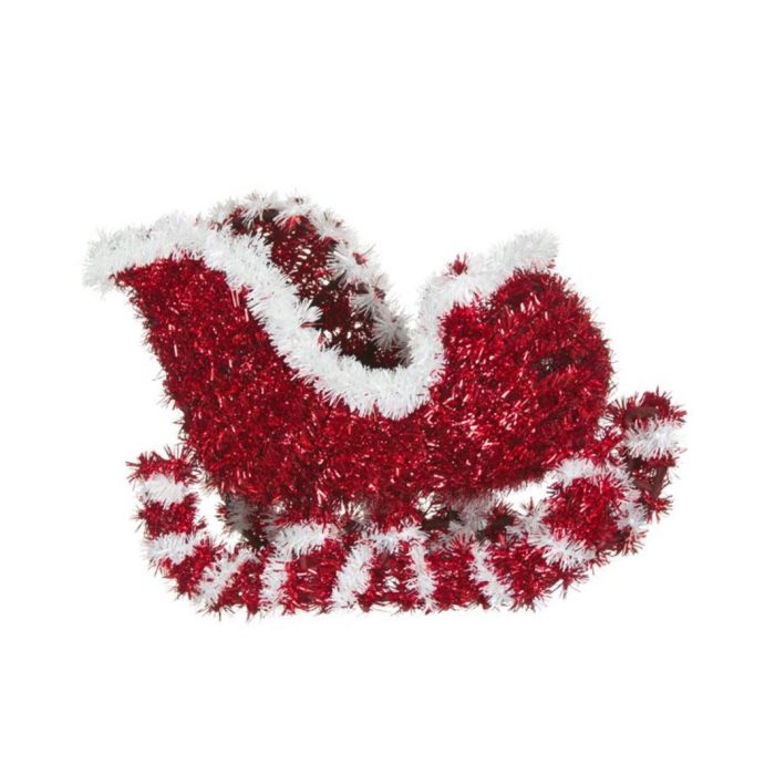 Decoratiune de Craciun, Sanie, cu Tinsel Rosu, 28cm, DCJ062 - imagine 3