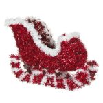 Decoratiune de Craciun, Sanie, cu Tinsel Rosu, 28cm, DCJ062