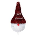 Decoratiune de Craciun, Figurina, Decorativa de Craciun, Gnome, cu Tinsel Rosu 30cm, DCJ064