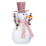 Decoratiune de Craciun, Figura Decorativa, din Spuma, Om de Zapada, cu Palarie & Fular, Roz 30cm, DCJ066 - imagine 2