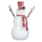Decoratiune de Craciun, Figura Decorativa, din Spuma, Om de Zapada, Palarie, Rosie 51cm, DCJ068