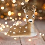 Decoratiune de Craciun, Figura Decorativa, din Spuma, Cerb, Maro - Alb, cu buline, 30X13, DCJ069 - imagine 4