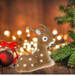 Decoratiune de Craciun, Figura Decorativa, din Spuma, Cerb, Maro - Alb, cu buline, 30X13, DCJ069 - imagine 5