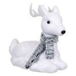 Decoratiune de Craciun, Figura Decorativa, din Spuma, Cerb, Fular, Gri, de Blana, 21cm, DCJ070 - imagine 4