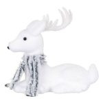 Decoratiune de Craciun, Figura Decorativa, din Spuma, Cerb, Fular, Gri, de Blana, 21cm, DCJ070 - imagine 2