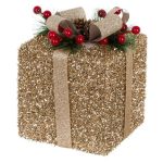 Decoratiune de Craciun, Cadou, din Spuma, cu Panglica, Bej, Conuri,13x13x15cm, DCJ074 - imagine 5